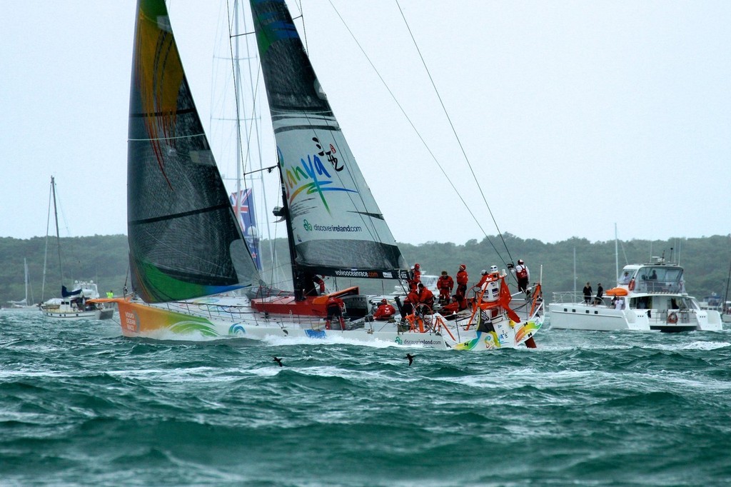 Sanya heads for the East Coast Bays mark - Volvo Ocean Race Auckland - Start March 18,2012 © Richard Gladwell www.photosport.co.nz